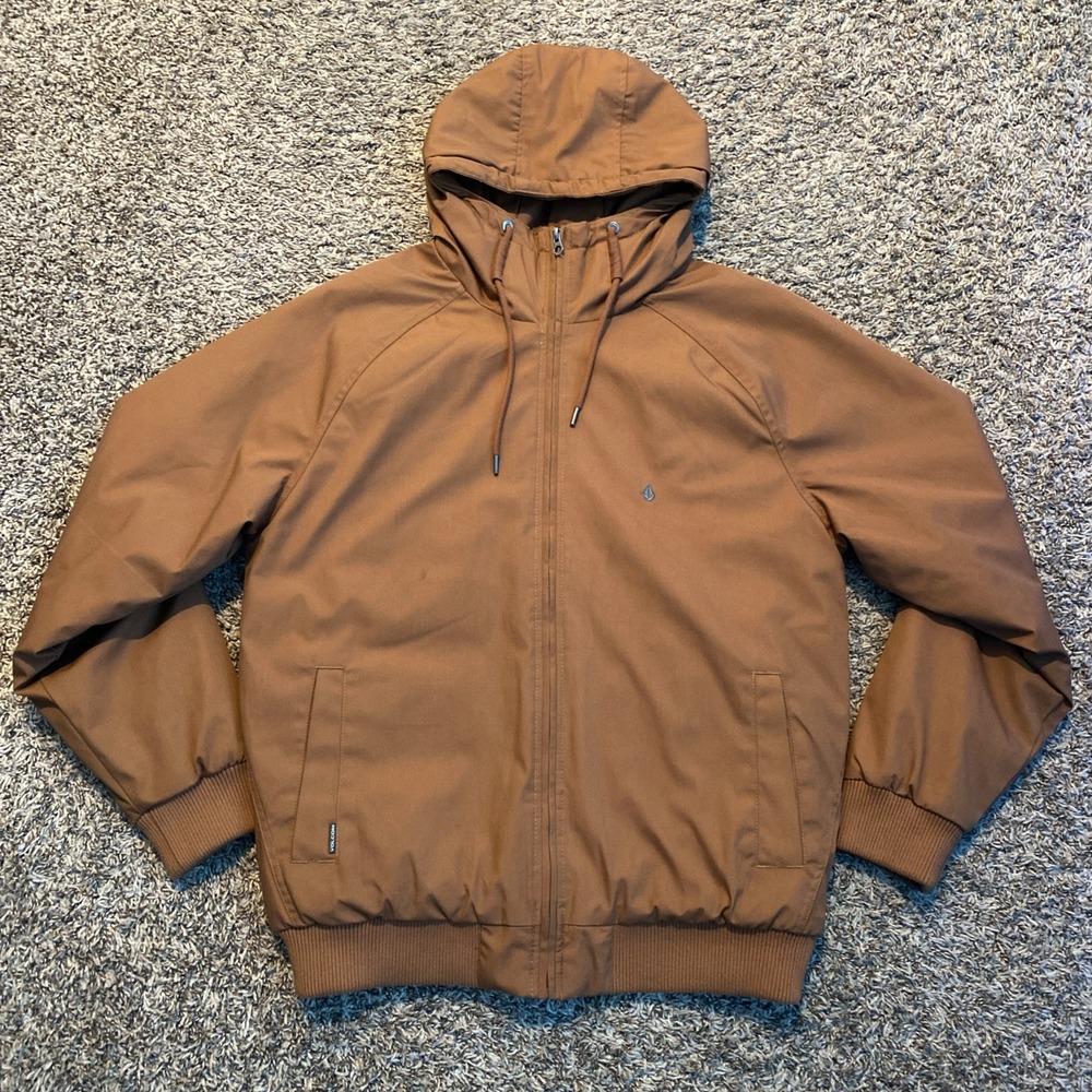Volcom Hernan Jacket Mens Medium Brown Heavy Weight Hooded Water Resistant Coat